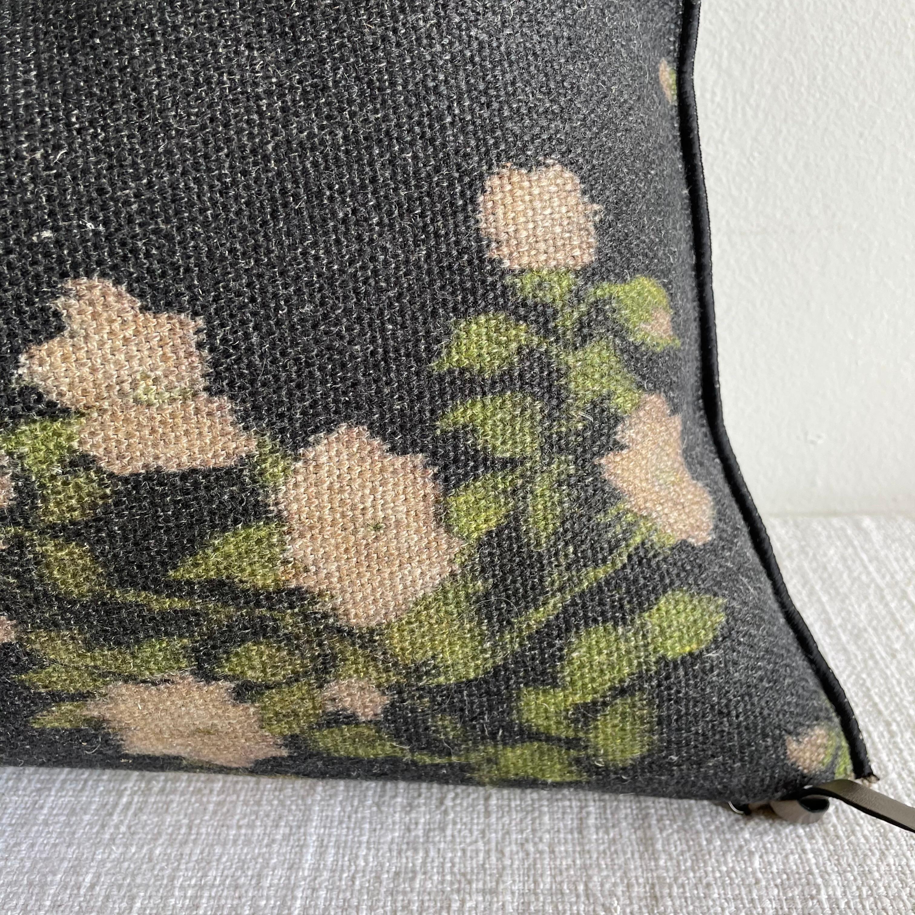 Wabi Sabi French Linen Roses Lumbar Pillow In New Condition In Brea, CA