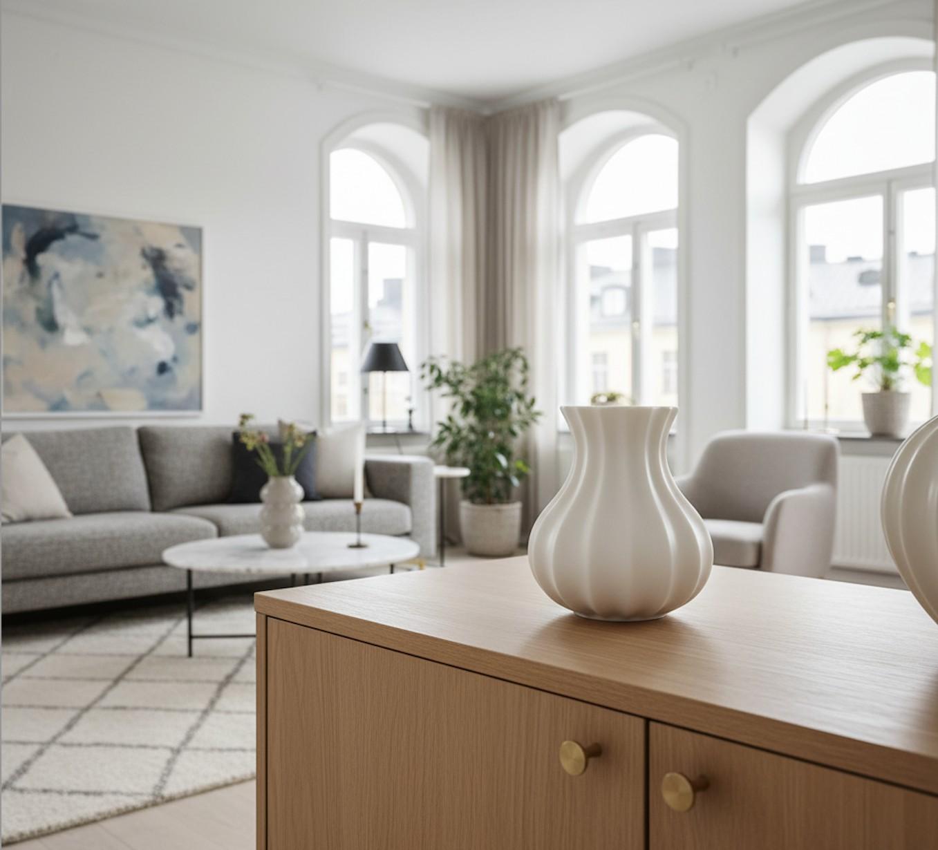 Svedese Vaso in porcellana bianco crema - Pia Rönndahl Rörstrand - The Modern Scandinavian in vendita