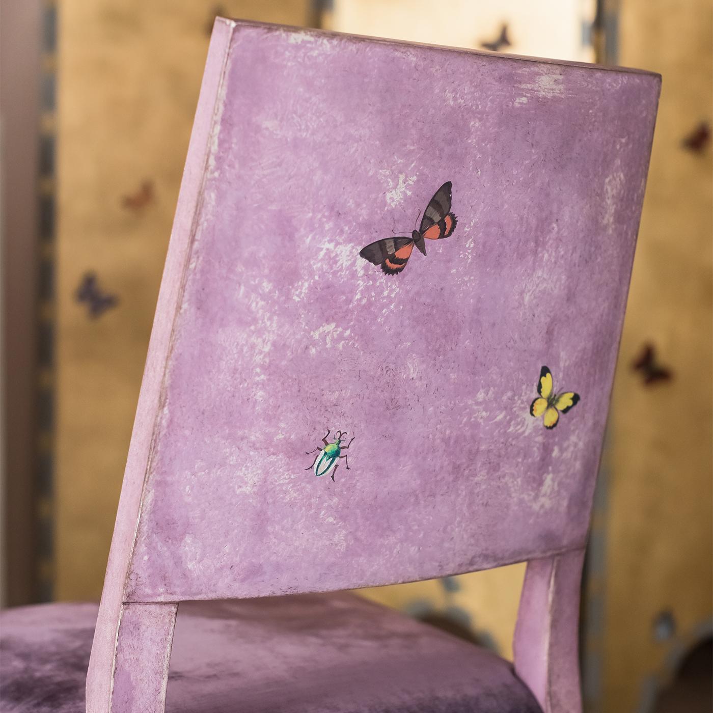 Cremona Violet Indigo with Butterflies Dining Chair In New Condition For Sale In Milan, IT