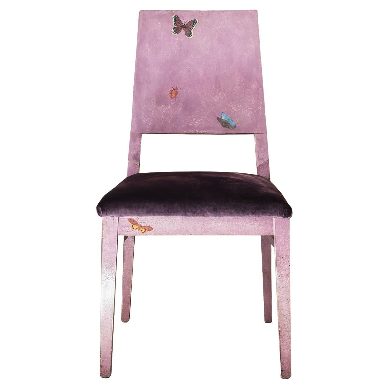 Cremona Violet Indigo with Butterflies Dining Chair For Sale