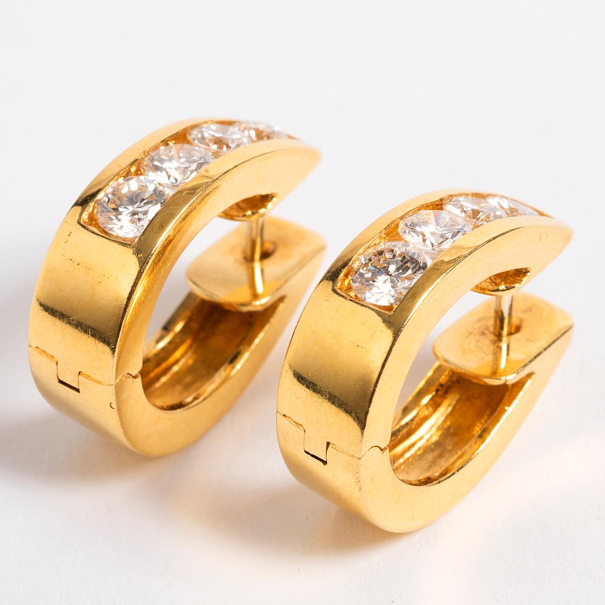 Creole Cuff Diamond Earrings in 18 Karat Yellow Gold In Excellent Condition In Canterbury, GB