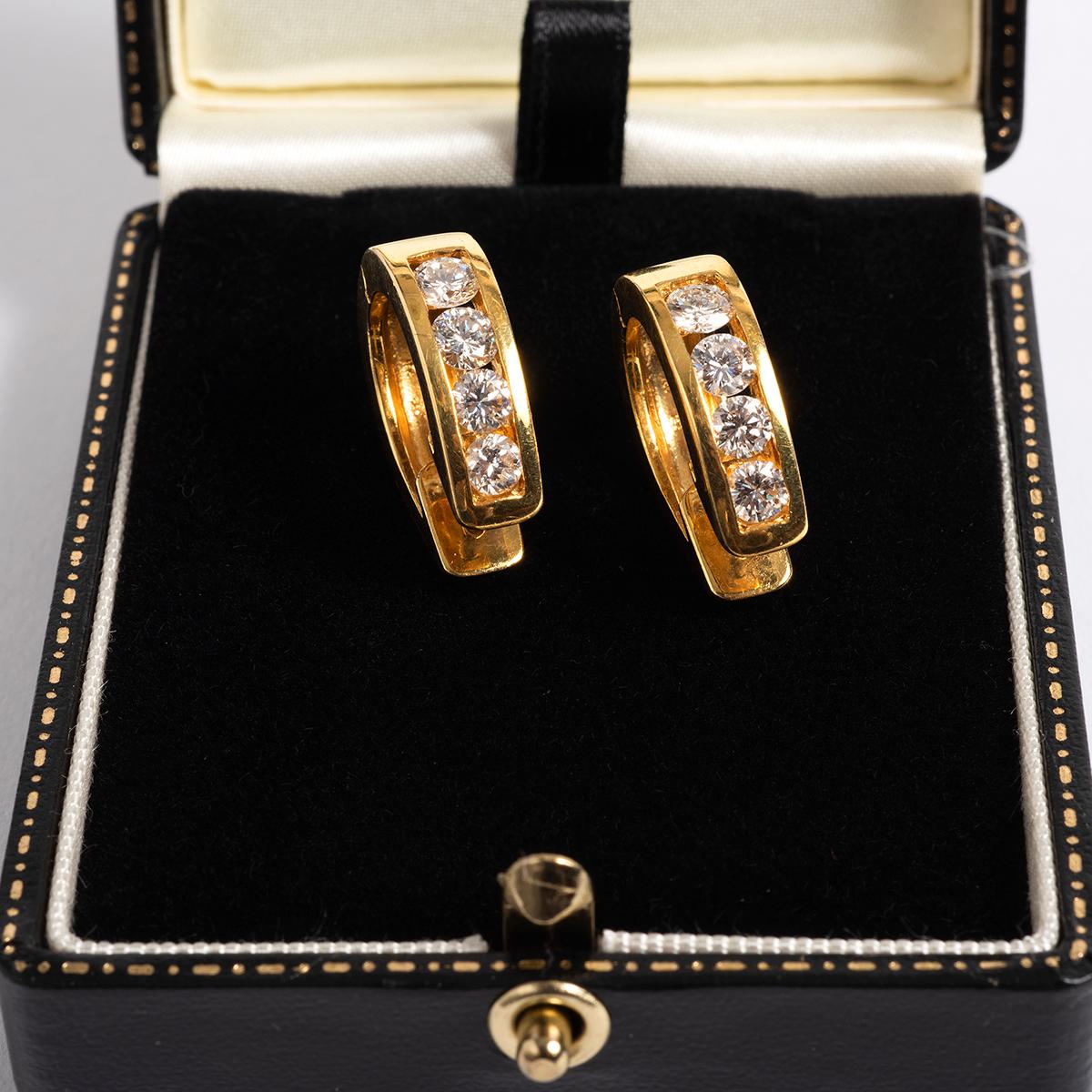Women's Creole Cuff Diamond Earrings in 18 Karat Yellow Gold