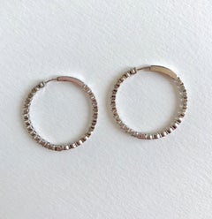 Creole Earrings in 18 Carat White Gold Setting 7.11 Carat of Diamonds