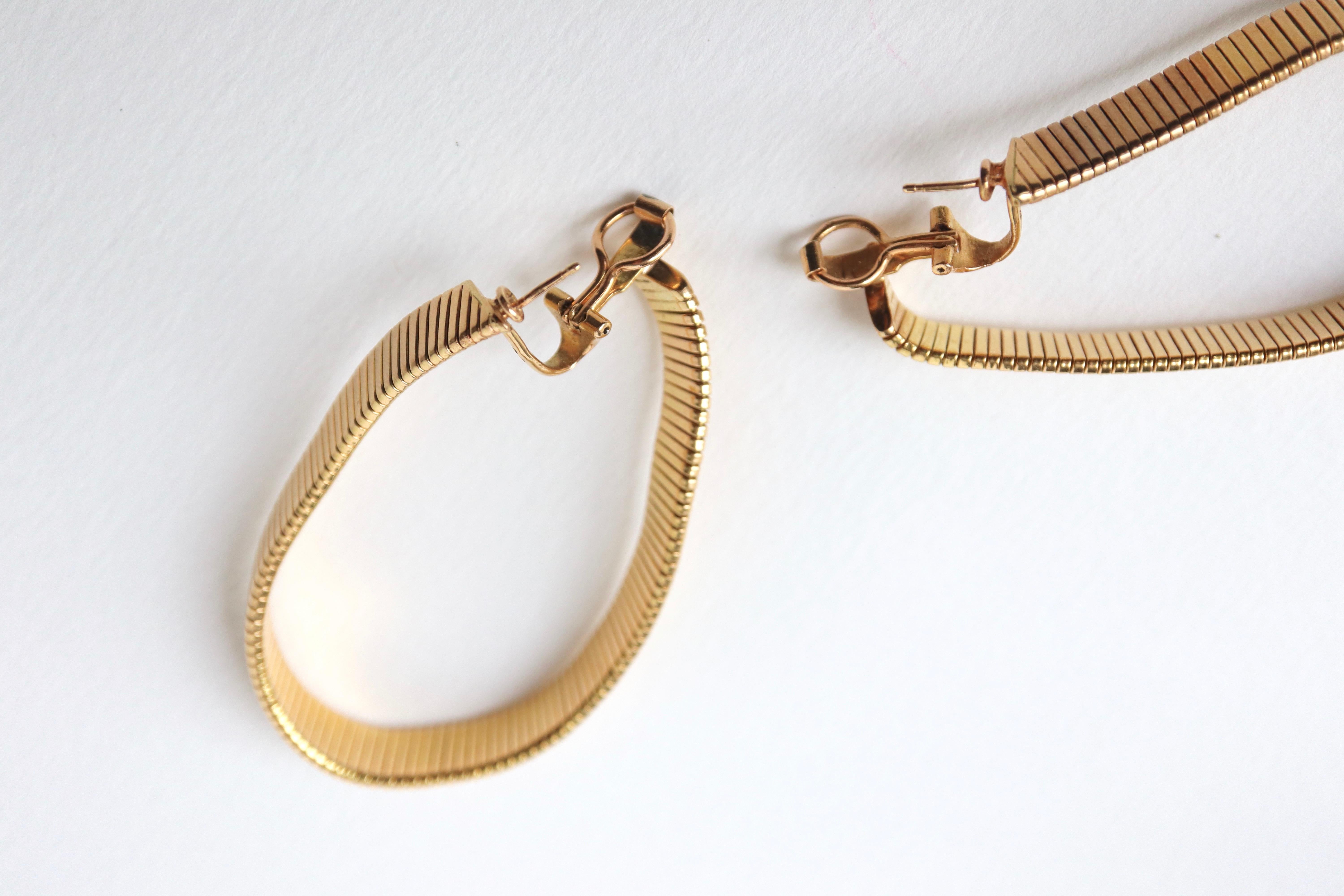 Creole Earrings in 18 Karat Yellow Gold Spirotube Mesh In Good Condition For Sale In Paris, FR