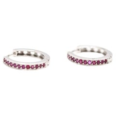 Creole Earrings in White Gold and Rubis
