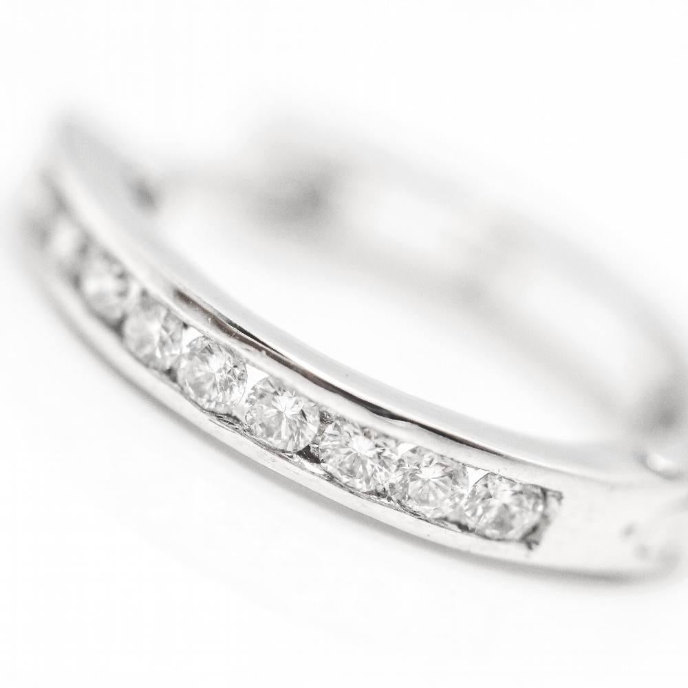 Brilliant Cut Creole Gold and Diamond Earrings For Sale