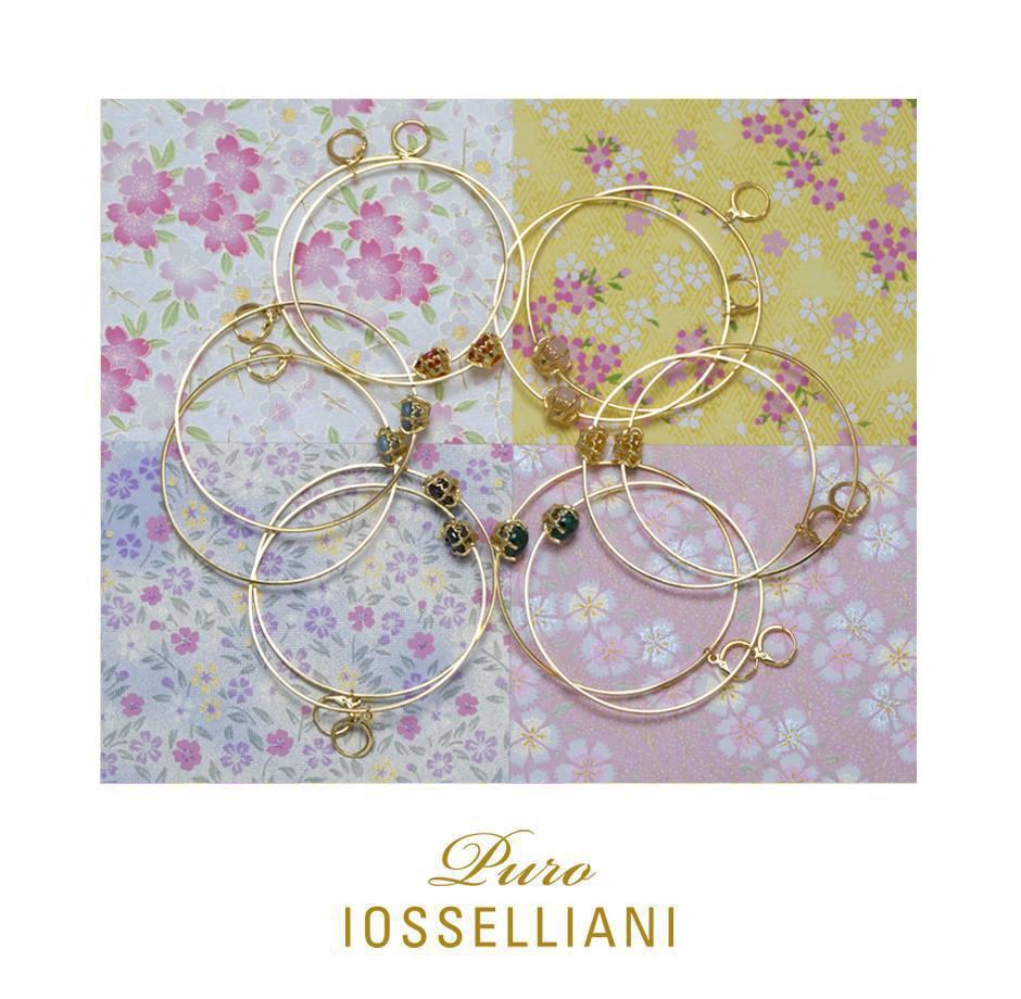 Women's Creole Hoop Gold Rose Quartz Earrings from Puro Iosselliani  For Sale