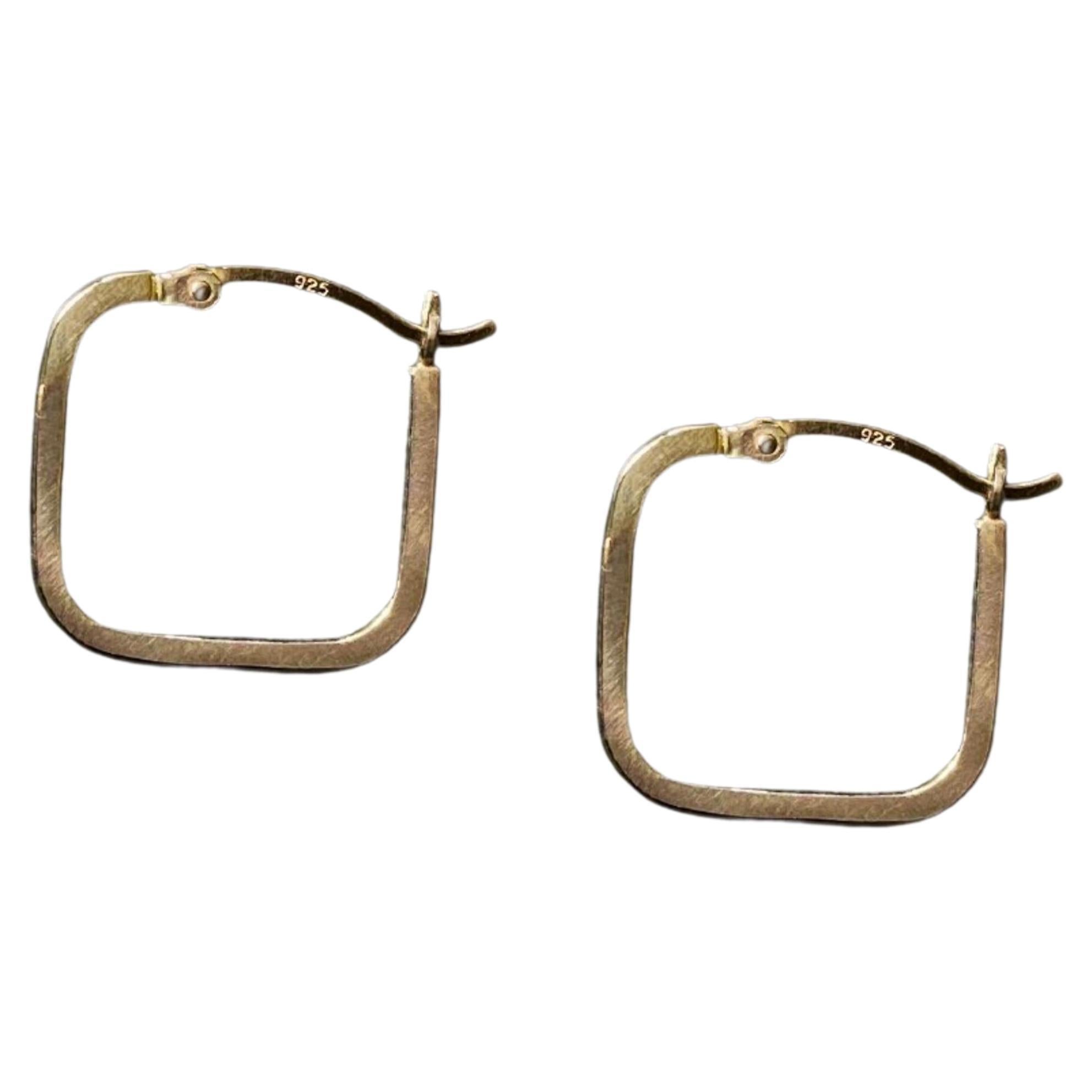 Creole Modern 'Squoop' Square Hoop Earrings in Gold Vermeil For Sale
