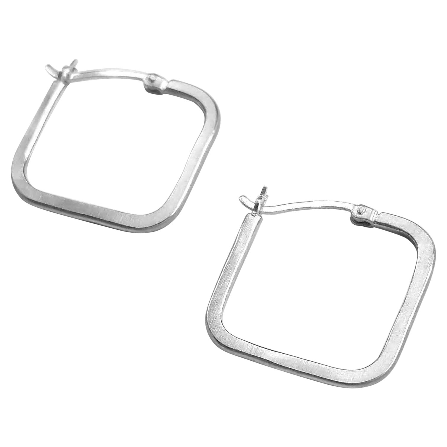 Creole Modern 'Squoop' Square Hoop Earrings in Solid Silver