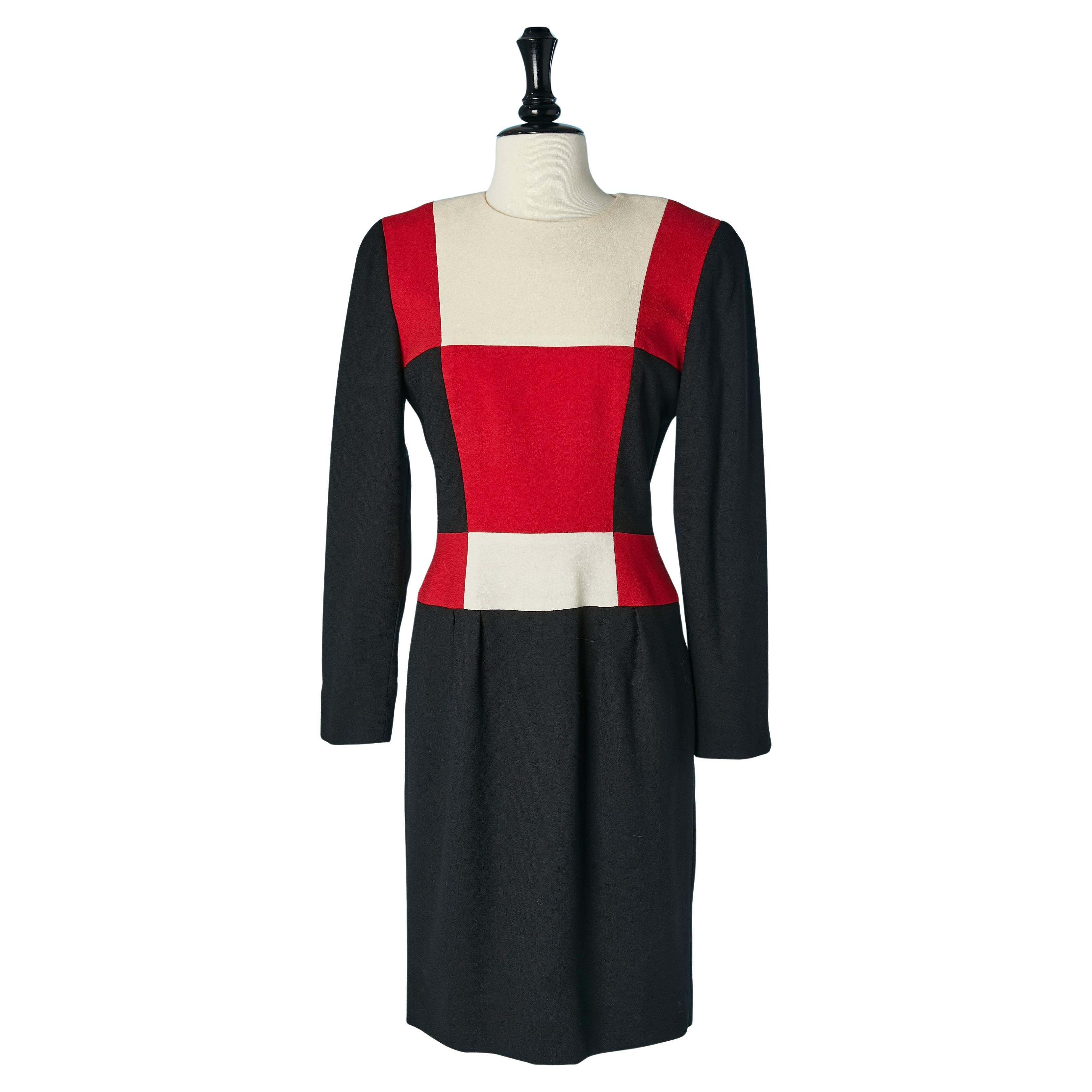 Crêpe color block dress SCAASI