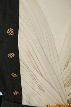 Crêpe & silk chiffon with gold buttons and belt skirt-suit Karl Lagerfeld