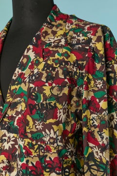 Crêpe single breasted jacket with flower print JEAN-PAUL GAULTIER