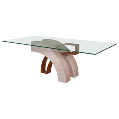 Cresa Esstisch, italienischer Travertinmarmor, limitierte Auflage 1/1, Sammlerstück Lux
