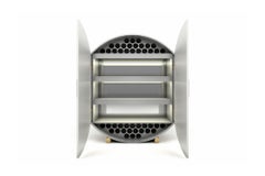 Crescent Bar Cabinet - Modern Handcrafted White Lacquer Cabinet with Brass Legs