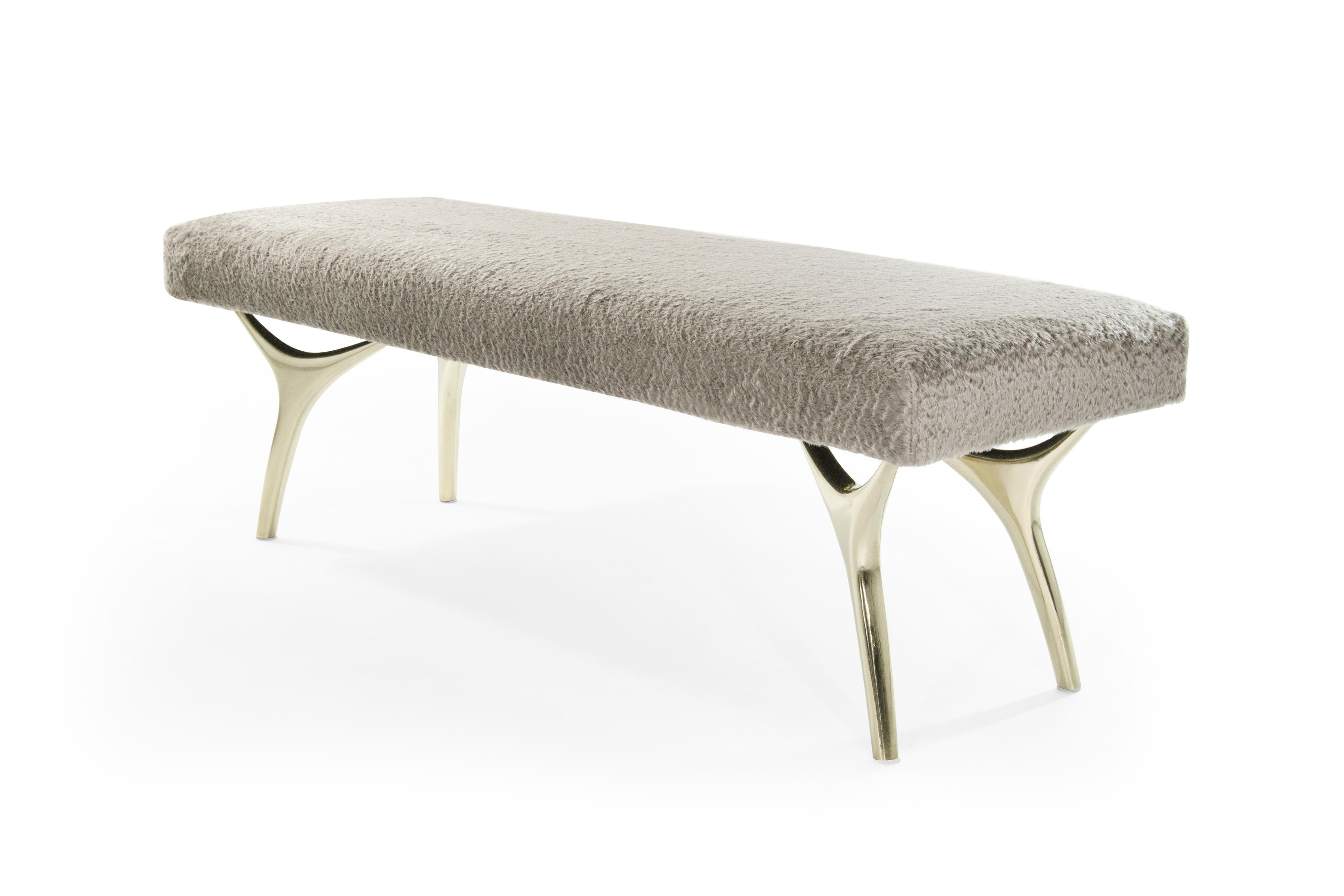American Crescent Bench in Brass by Stamford Modern For Sale