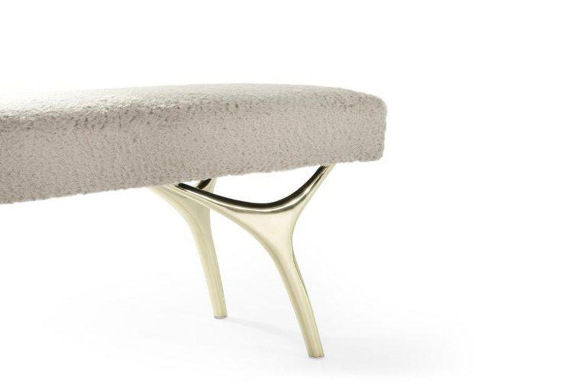 Crescent Bench in Brass by Stamford Modern In New Condition For Sale In Westport, CT