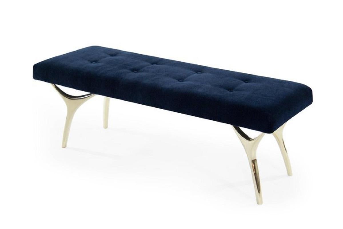 Américain Banc Crescent Series 60 en laiton poli de Stamford Modern en vente