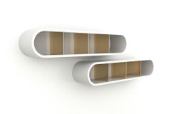 Crescent Bookshelf - Modern Handcrafted Bookshelf in White Lacquer and Brass