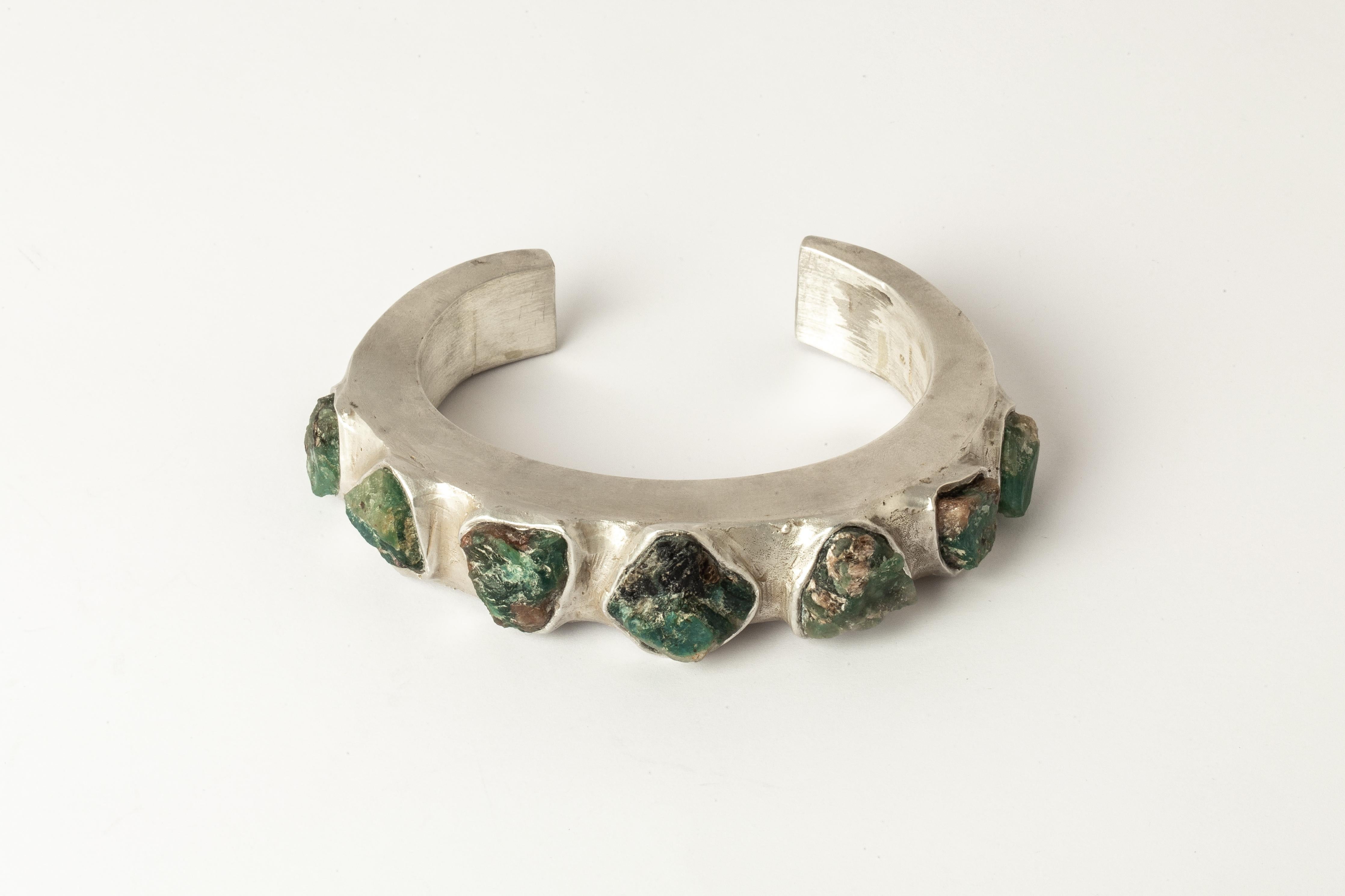 Rough Cut Crescent Bracelet (Terrestrial Surfaced, 15mm, AS+MA+GRAN) For Sale