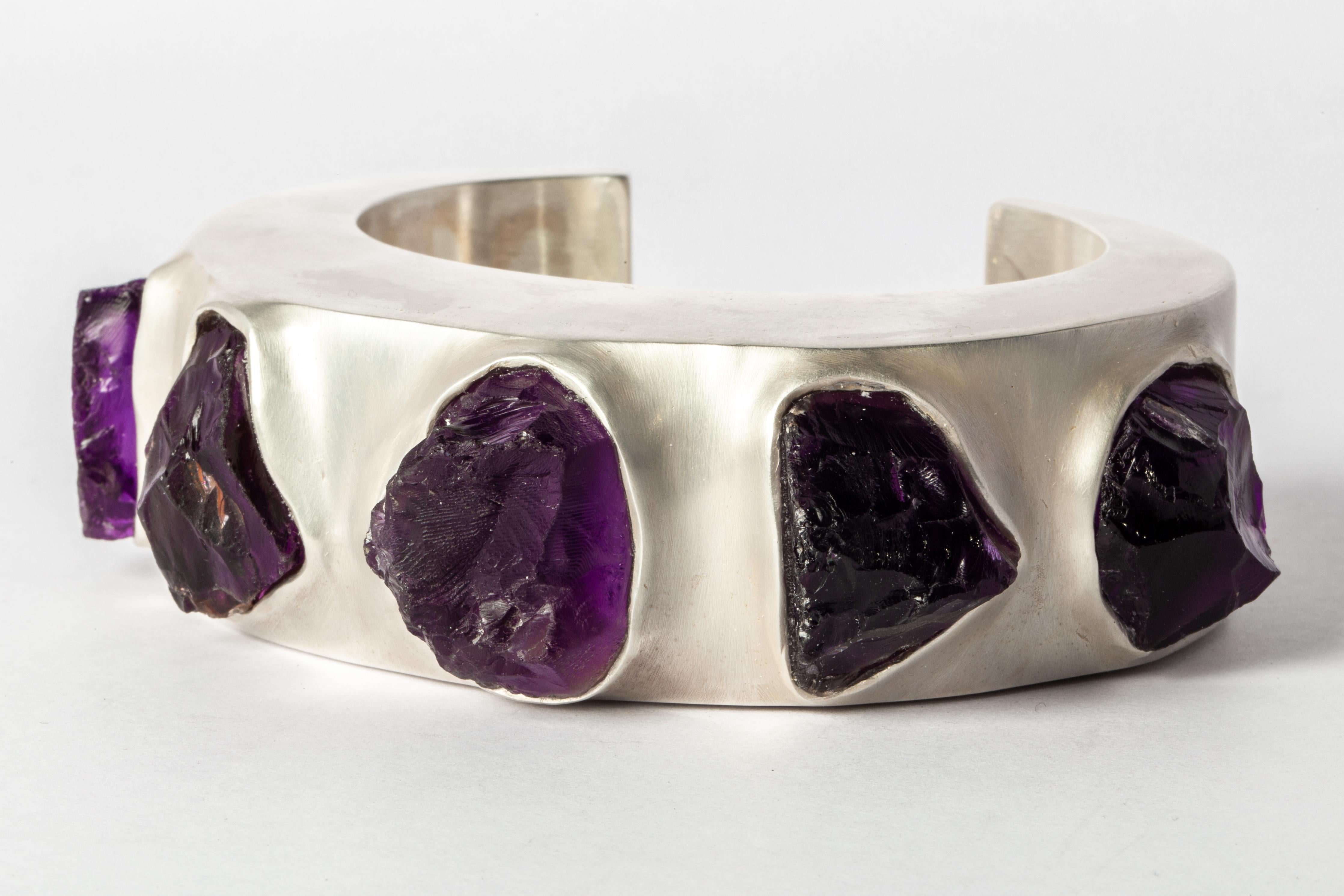 Crescent Bracelet (Terrestrial Surfaced, Amethyst, 30mm, AS+MA+AME) For Sale 1