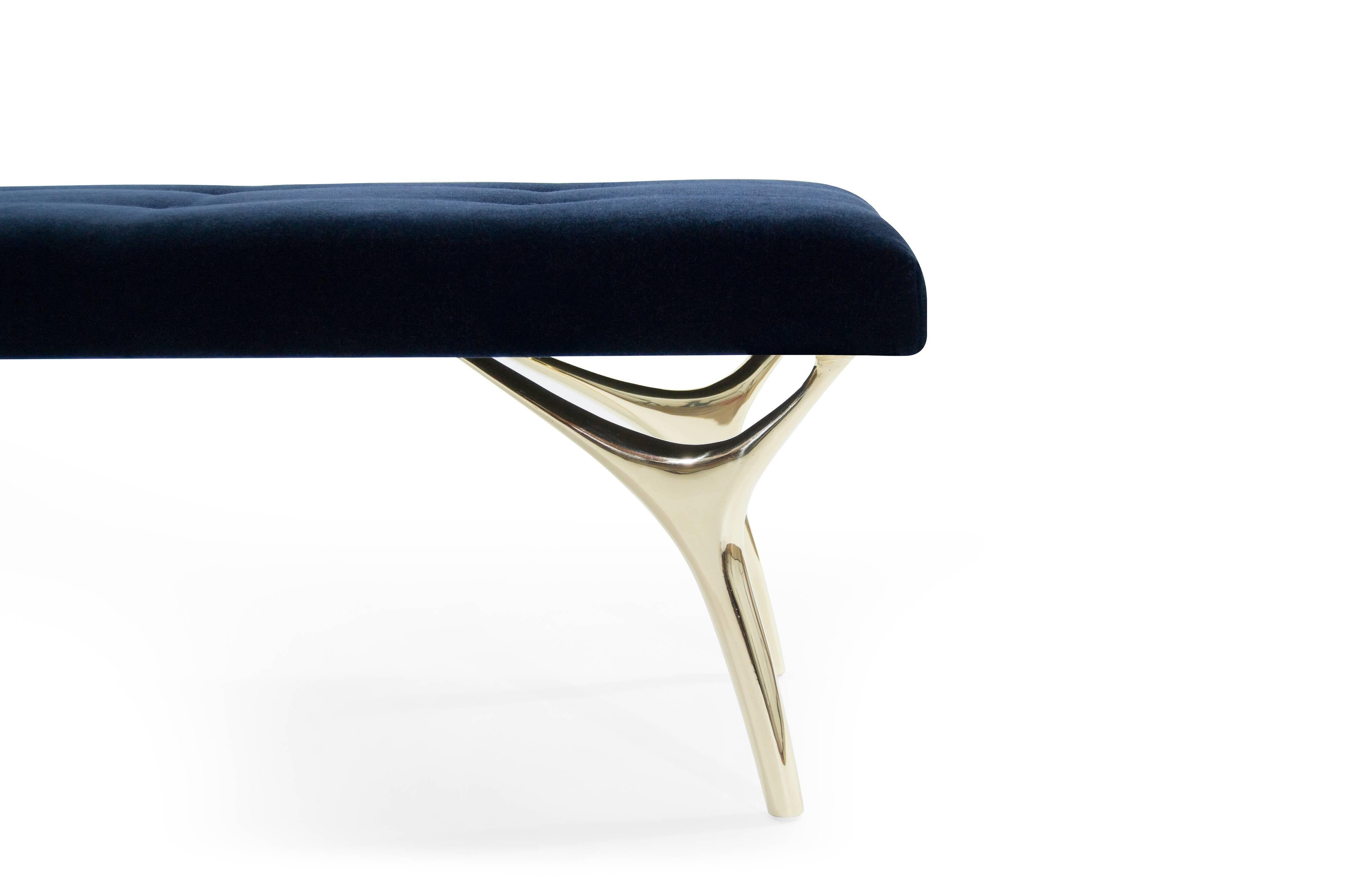 American Crescent Bench Polished Brass by Stamford Modern For Sale