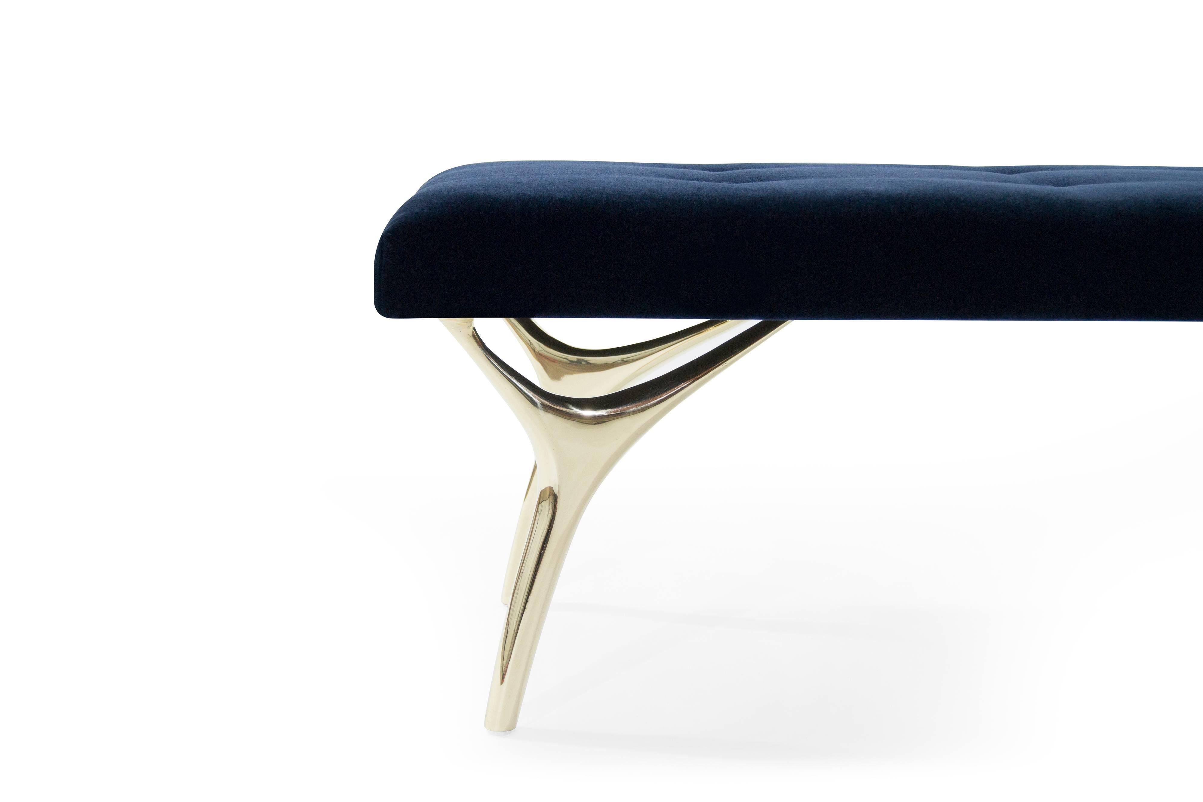 Contemporary Crescent Bench Polished Brass by Stamford Modern For Sale