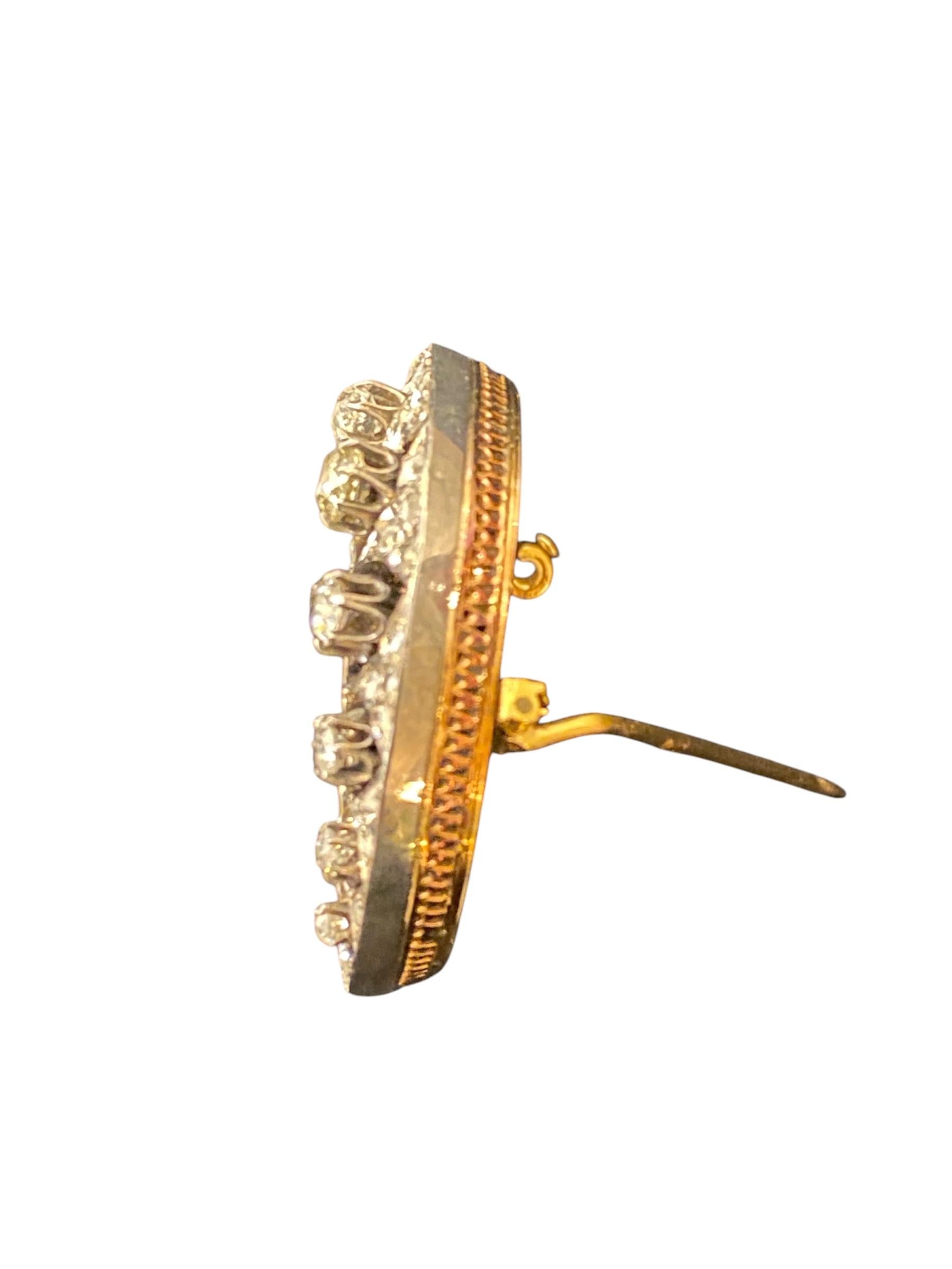 Crescent-Brosche aus Gold und Silber. Portugiesisch, 19./20. Jahrhundert für Damen oder Herren im Angebot
