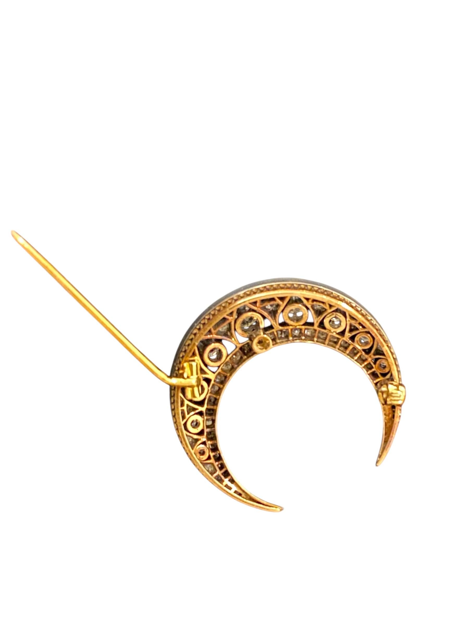Crescent-Brosche aus Gold und Silber. Portugiesisch, 19./20. Jahrhundert im Angebot 2