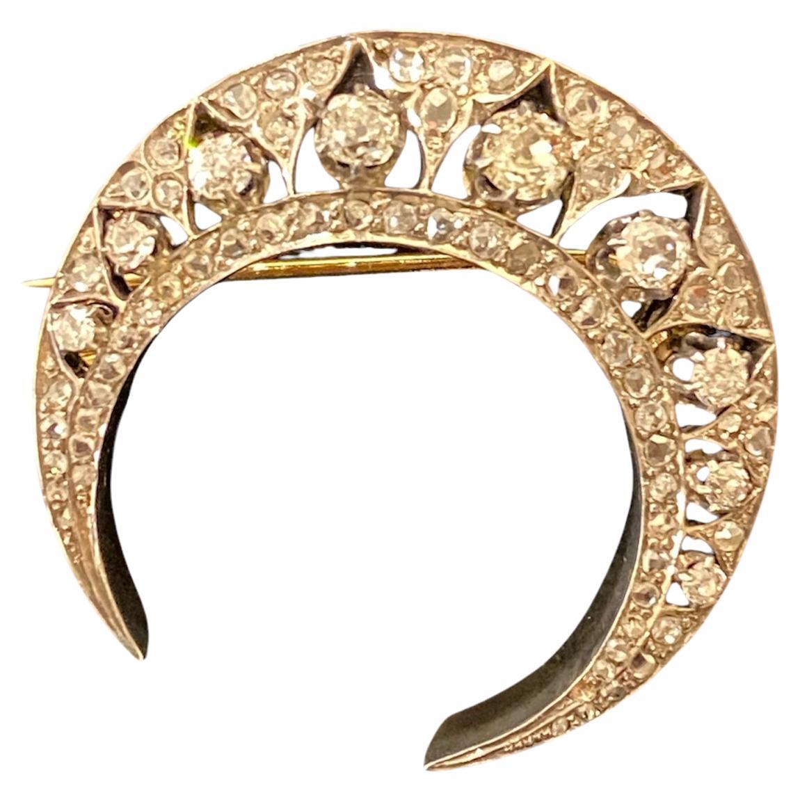 “Crescent” brooch in gold and silver. Portuguese, 19th/20th century