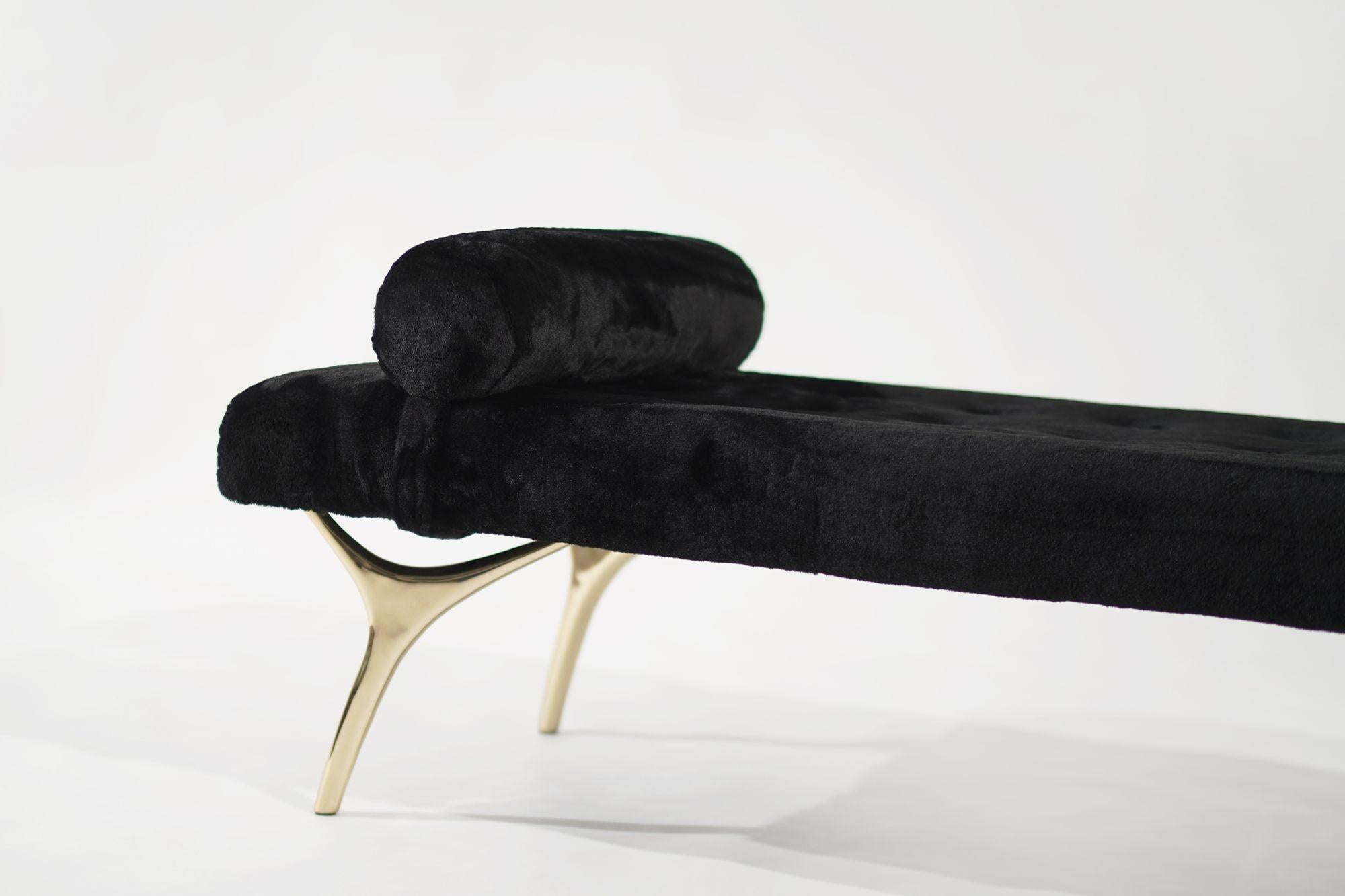 Contemporary Crescent Daybed in Brass by Stamford Modern For Sale