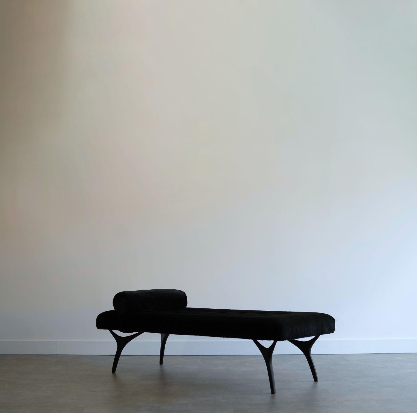 Mid-Century Modern Crescent Daybed in Oil Rubbed Bronze by Stamford Modern For Sale