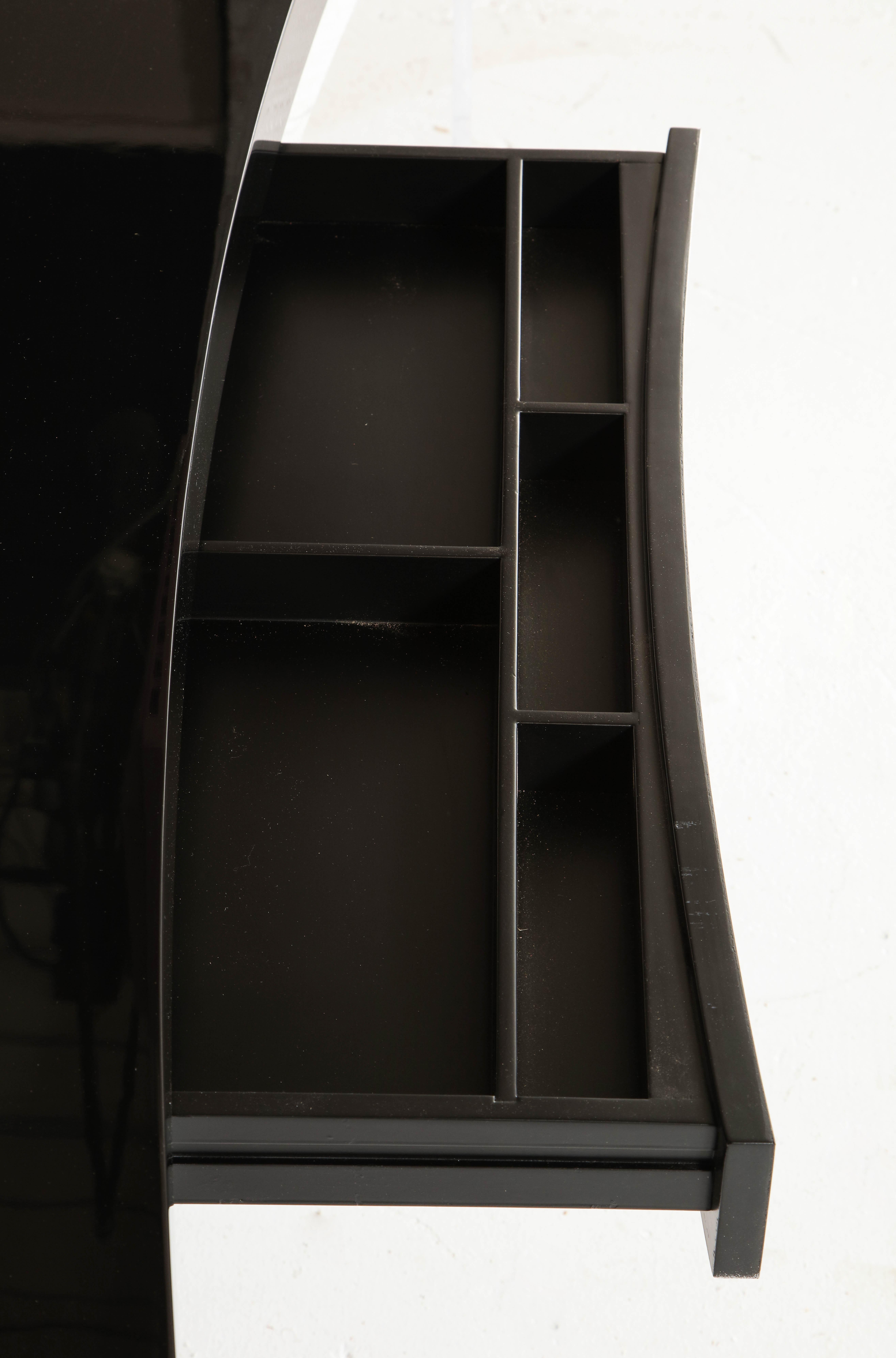 Crescent Desk Black Lacquer & Clear Base Offered by Vladimir Kagan Design Group 3