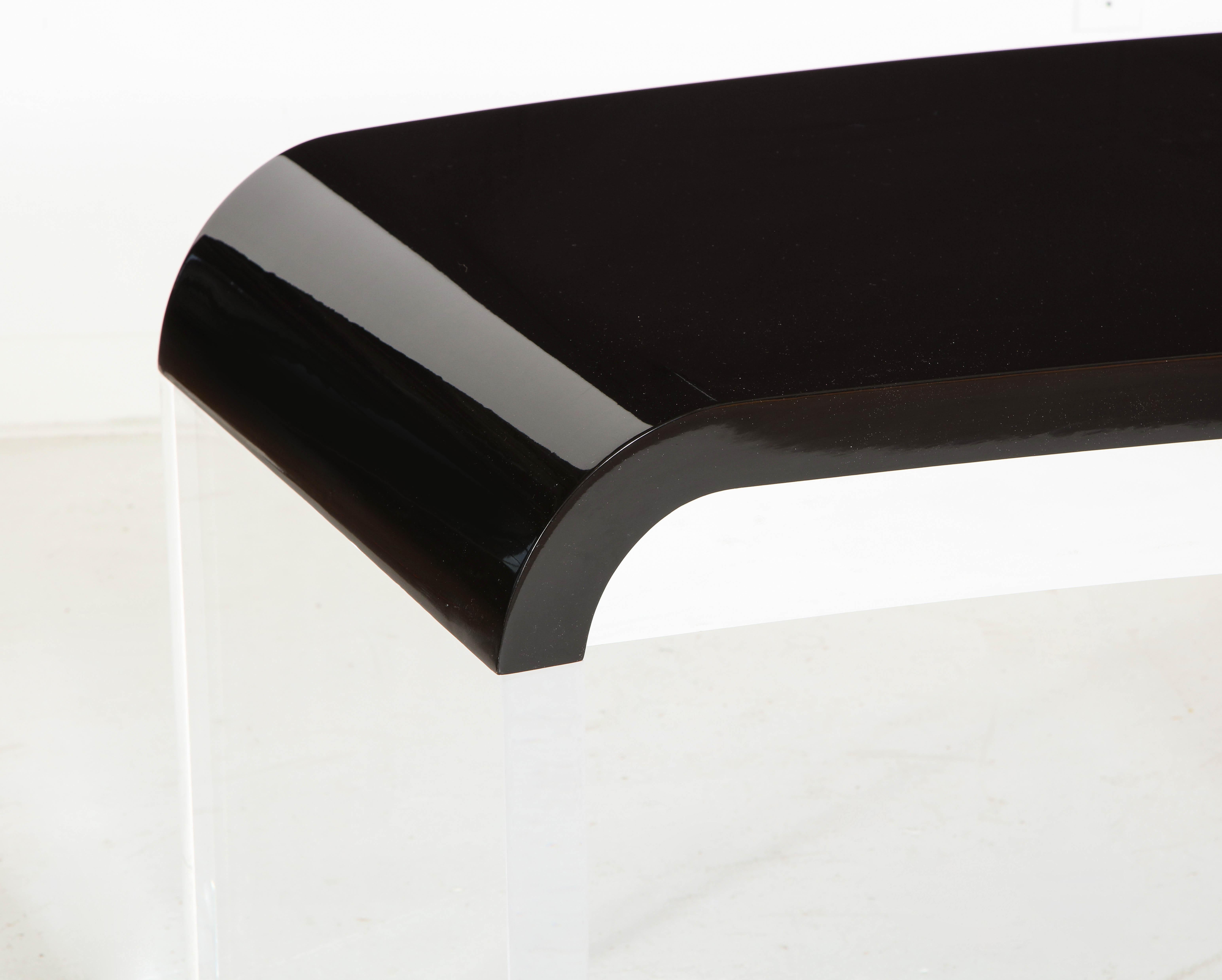 Crescent Desk Black Lacquer & Clear Base Offered by Vladimir Kagan Design Group 4
