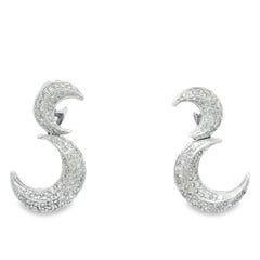 Crescent Diamond Pavé 18K White Gold Earrings