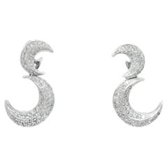 Crescent Diamond Pavé 18K White Gold Earrings