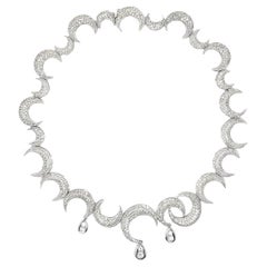 Collar Pavé de Diamantes Creciente con Gotas de Diamantes Desmontables