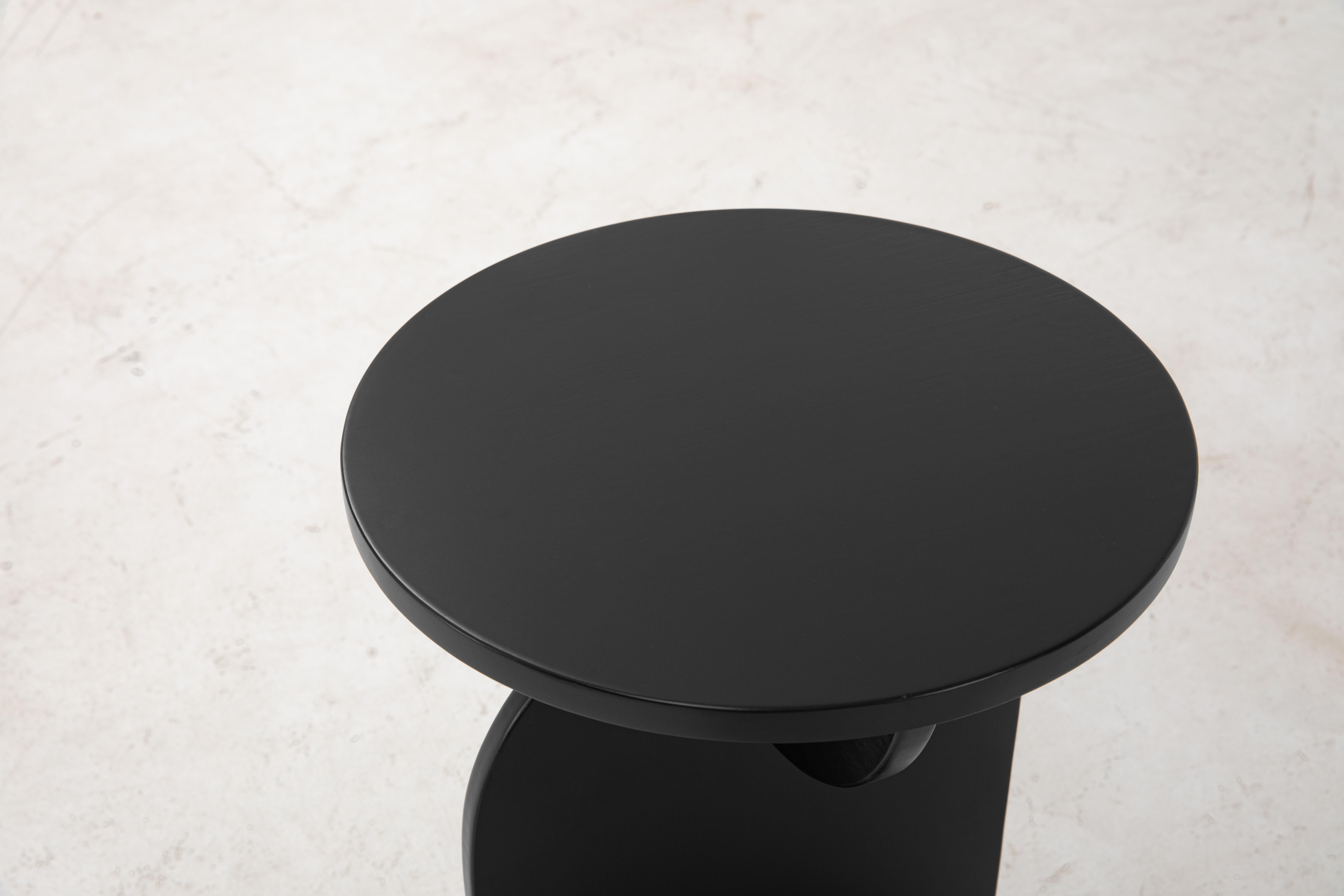 Chinese Crescent End Table, Minimalist Black End Table For Sale
