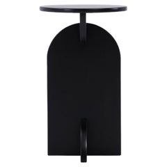 Crescent End Table, Minimalist Black End Table