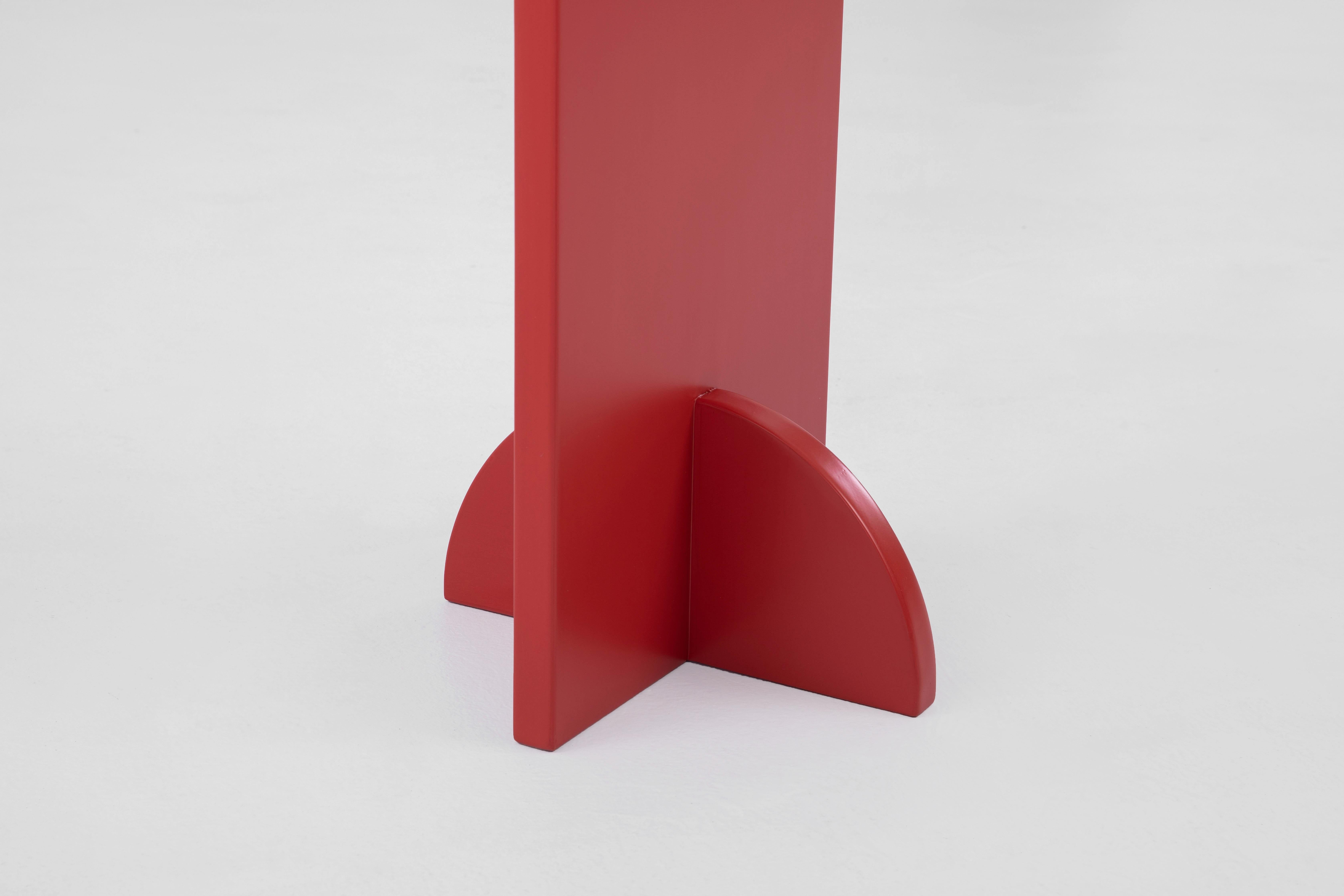 Joinery Crescent End Table, Minimalist Red End Table For Sale