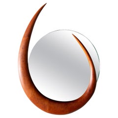 Crescent Mirror in Sculpted Walnut by Kellams 1992 Studio Craft Wendell Castle