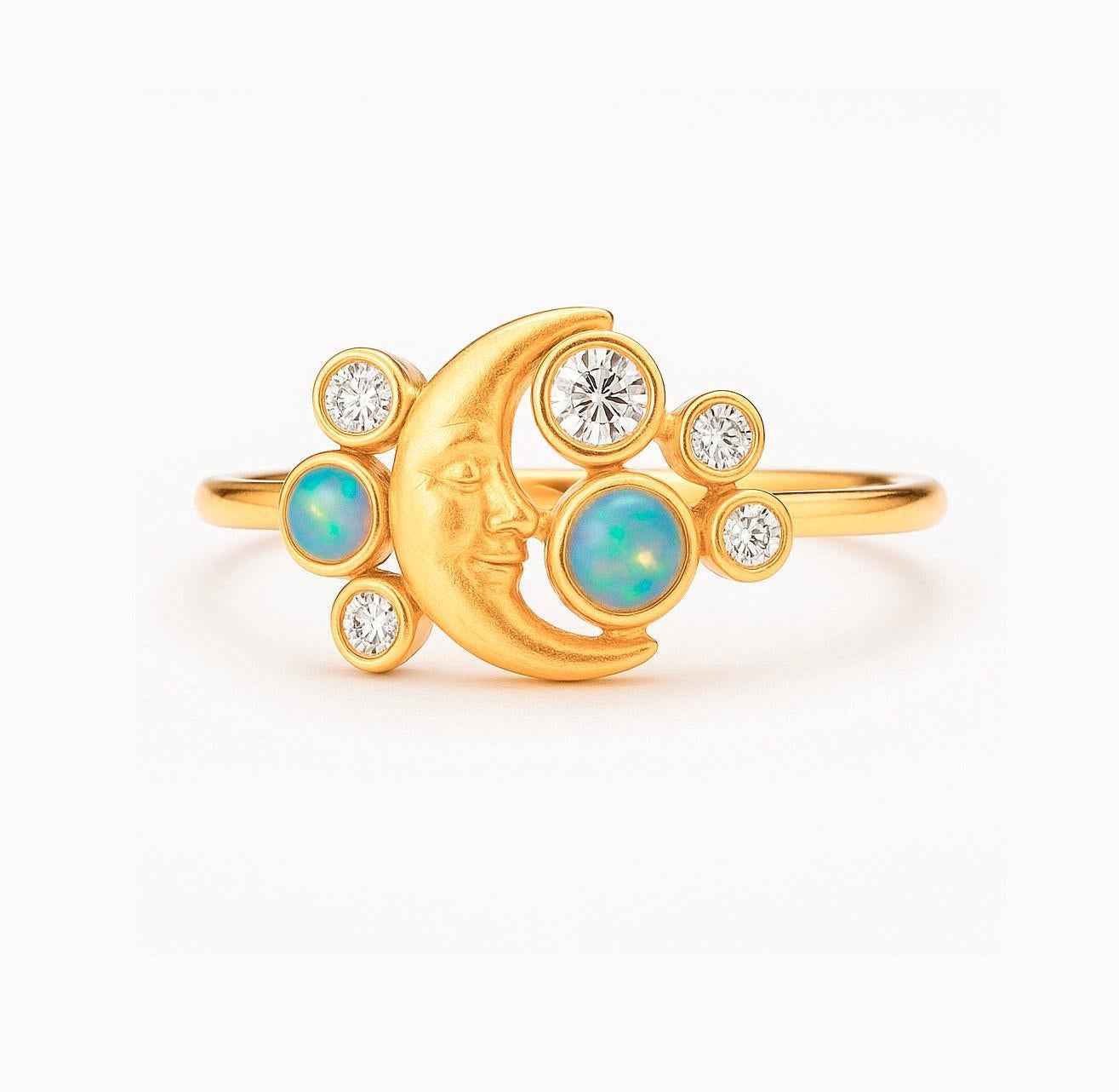 En vente :  Bague Croissant de Lune et Opale 2