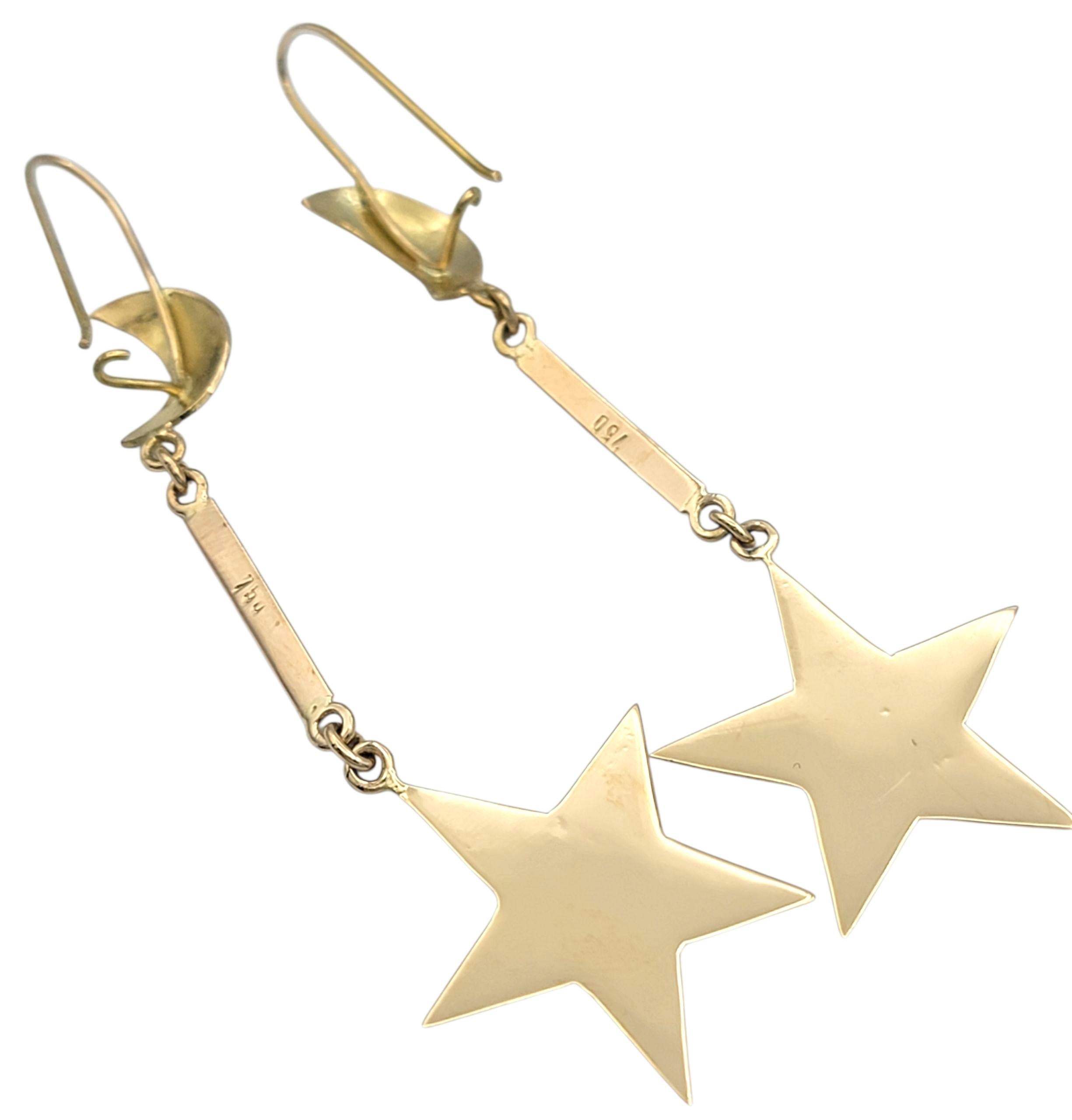 Orecchini con luna a mezzaluna e stella in oro giallo lucido 18 carati In condizioni buone in vendita a Scottsdale, AZ
