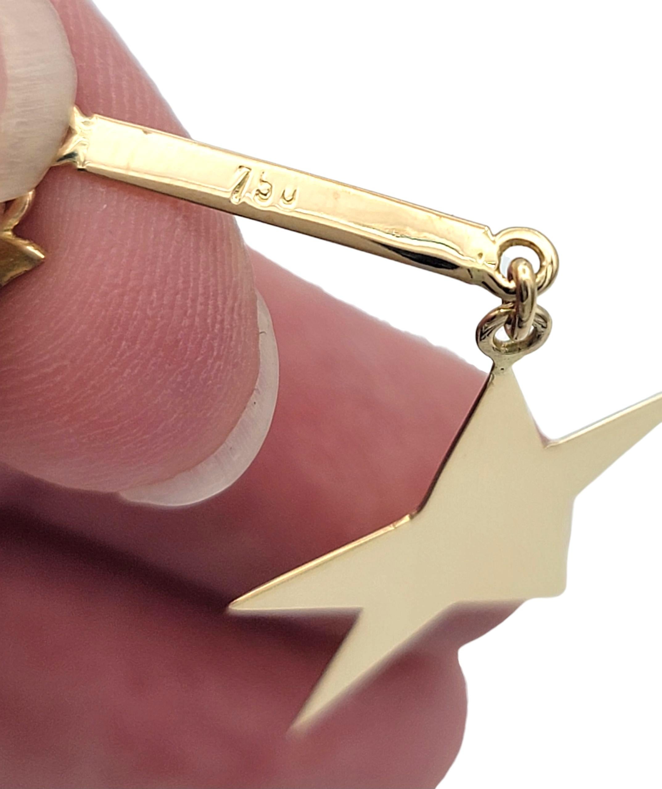 Orecchini con luna a mezzaluna e stella in oro giallo lucido 18 carati in vendita 2