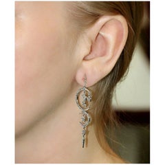 Mondsichel und Sterne Designer-Ohrringe 925 Silber Pave Diamant Ohrringe.