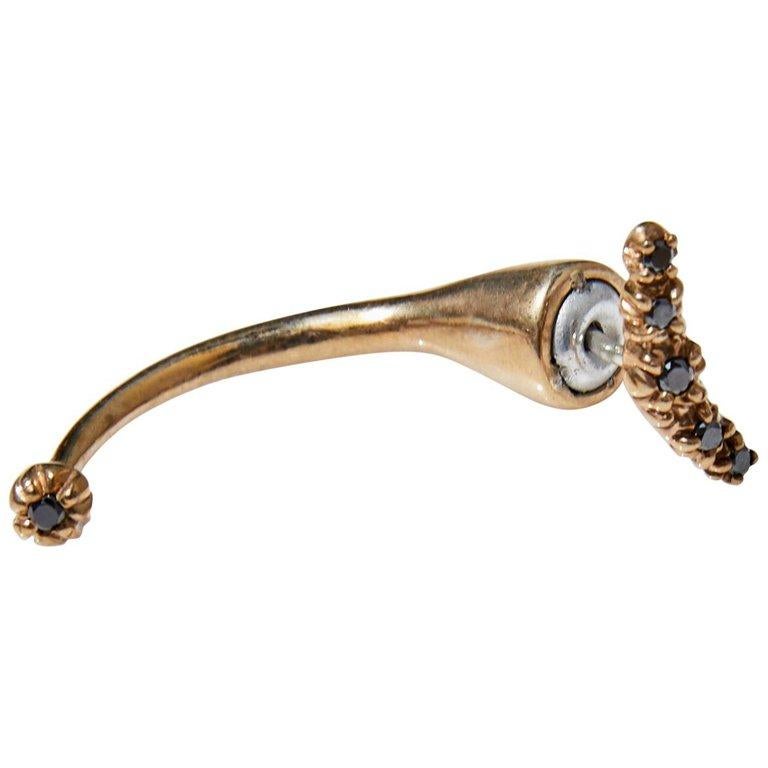 Crescent Moon Black Diamond Opal Earring Silver In New Condition In Los Angeles, CA