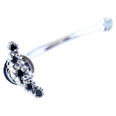 Crescent Moon Black Diamond Opal Earring Silver