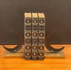 Crescent Moon & Brass Art Deco Bookends by Walter Von Nessen for Chase & Co.