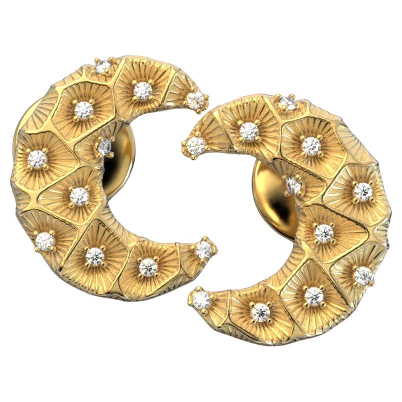 Crescent Moon Diamond Earrings – 14K Solid Gold - Italy - Oltremare Gioielli