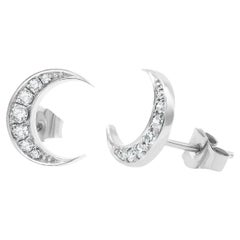 Crescent Moon Diamond Earrings 14K White, Yellow, and Rose Gold