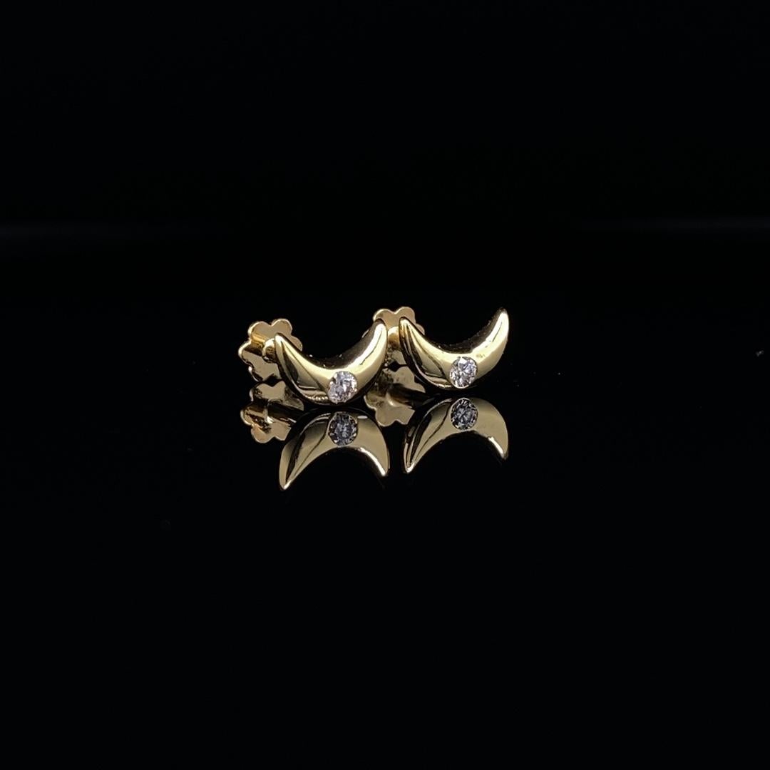 Crescent Moon Diamant-Ohrringe für Mädchen (Mädchen/Toddler) aus 18 Karat massivem Gold im Angebot 1